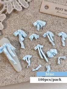 100pcs Butterfly Nail Art Decorations, Blue, White, Pink 3D Butterfly Nail Art Accessories, Cute DIY Nail Art Decor Techniques, Nail Art Crafts - Multicolor - View 12