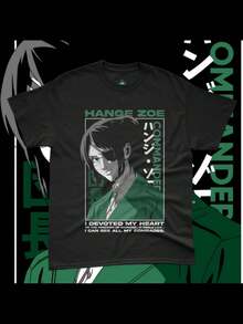 Hange Zoe -  Unisex Anime Classic Crew T-Shirt - 黑色 - 查看 2
