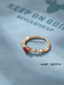 Nooxian 1pc Heart-Shaped Copper Zirconia Ring, Suitable For Daily Wear - Yellow Gold - View 4