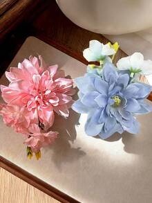 2个/1个波西米亚风花朵发夹，5.31英寸/13.5厘米，高端侧刘海发夹，人造花朵发饰，适合日常、休闲、派对、工作、度假、洗脸、化妆、搭配服装、情人节等场合。 - 彩色 - 查看 9