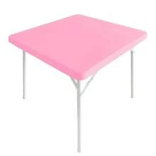 Cubierta de mesa cuadrada elástica de spandex ajustada para cóctel, mantel cuadrado elástico, cubierta de mesa superior rosa de 34x34 pulgadas - Rosa - Ver 3