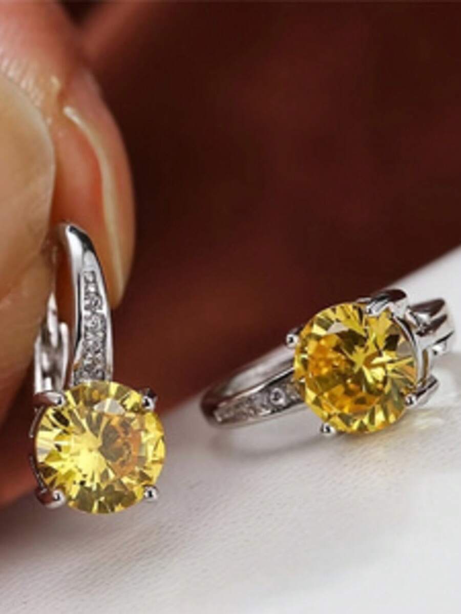 1 par de pendientes minimalistas con colgante de circonita, pendientes de aro clásicos para mujeres - pendientes - Ver 1