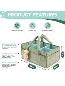 Estantería de almacenamiento de pañales para bebé, adecuada para mesas de cambio, puede almacenar pañales y toallitas, regalo ideal para madres primerizas, también aplicable para automóvil, guardería y almacenamiento portátil de pañales - Verde - Ver 3