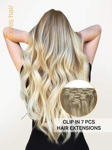 DOORES 7PCS Clip In Hair Extensions 100% Real Human Hair Ash Blonde Highlights Platinum 14-22 Inch 115g, Remy Extensions For Clip In Human Hair With Invisible Straight & Thick Silky Weft, Volumizing Straight Hair That Is Natural & Soft, Long Hair Clip Ins For Thinning Hairs For Women And Men Winter Christmas Cosplay/Campus / Date Night