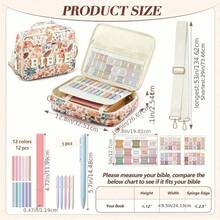 Bible Cover Case For Women Grils, Preppy Bible Bag With Adjustable Shoulder Strap, Waterproof Bible Carrying Tote Bags Holder For Bible Study Supplies Accessories & Christian Gifts - 黑色02 - 查看 4