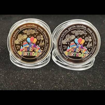 2026 Última moneda conmemorativa de cumpleaños feliz, moneda de aleación con forma de corazón como regalo para amigos, moneda conmemorativa de pastel, recuerdos de fiesta con empaque de moneda independiente