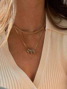 1pc Customized Simple Cubic Zirconia 3D Bubble Letter Name Necklace, Personalized Copper Initial MAMA Pendant Necklace, Fashionable, Minimalist, Simple, Casual, Vintage Customized, Unique Gift For Girlfriend, Mom, Family, Friend, Daughter, Anniversary, Valentine's Day, Mother's Day, Birthday, Graduation, Daily Wear, Wedding, Party - Nhiều màu - Xem 3
