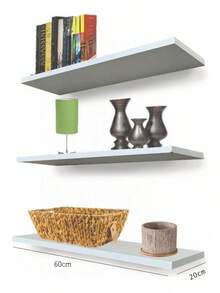 TendenciaSet De 3 Repisas Flotantes De Calidad 60x20cm Mdf MelaminaCalidad premium - Negro - Ver 3