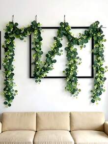 70.87英寸人造桉树藤蔓花环，奢华春季装饰，适用于婚礼场地装饰、订婚派对背景、室内景观、客厅墙面、入口展示 - 彩色 - 查看 6