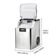 Hieladora de encimera, 44 libras por día, máquina portátil de autolimpieza con cuchilla, cesta de almacenamiento de hielo de 4 libras, máquina de fabricación de hielo con hielos masticables para el hogar, la cocina, la oficina, el bar y la fiesta - Plateado - Ver 10