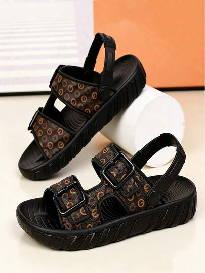 Sandalias para hombres, diapositivas de moda con doble hebilla, se pueden usar como pantuflas o sandalias, suela gruesa de alta elasticidad, suave y cómoda, zapatos casuales de playa para exteriores, chanclas de verano para hombres