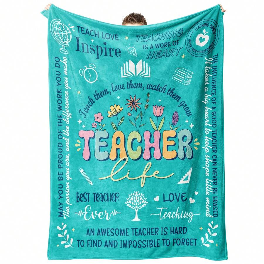 Teacher Appreciation Gifts , Best Teachers Day Gifts From Student, End Of Year Teachers Gift Idea, Teacher Gifts For Graduation Birthday Back To School Blanket,Super Soft Flannel Printed  Blanket,As Birthday Gifts, Family, Wedding, Souvenir Blankets, Polyester Blankets Suitable For All Seasons, Washable, Machine Washable, Lightweight, Breathable, Comfortable, Warm, Unique, 280gsm For Him, Her Personalized Ideal Gifts For Her, Him,  Perfect Nap, Camping, Travel, Home, Daily Life, Office Decoration, Birthday, Anniversary, Valentine's Day, Thanksgiving, Christmas, Halloween, Mother's Day, Father's Day, Wedding, New Year Gifts ,Sofa,Bed,Car,Bedroom,Living Room,Office,  Outdoor Camping, Beach,Wall Decoration - 多色27 - 查看 1
