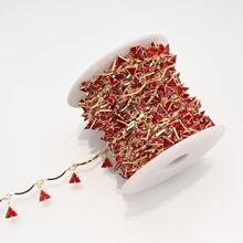 1 mètre de chaîne ornementale exquise à plusieurs couleurs, de forme triangulaire, en zirconium, plaquée cuivre et or. Accessoire de chaîne pour la création de bijoux, vêtements, chaussures et sacs - triangulaire - Voir 15