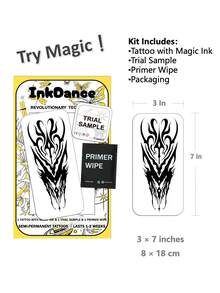 1 Kit Technology Tattoos, Semi-Permanent Tattoos, Temporary Tattoos, Long Lasting, Fake Tattoos, Water-Resistant, Authentic Tattoo Look, Plant-Based D254 - Black - View 3