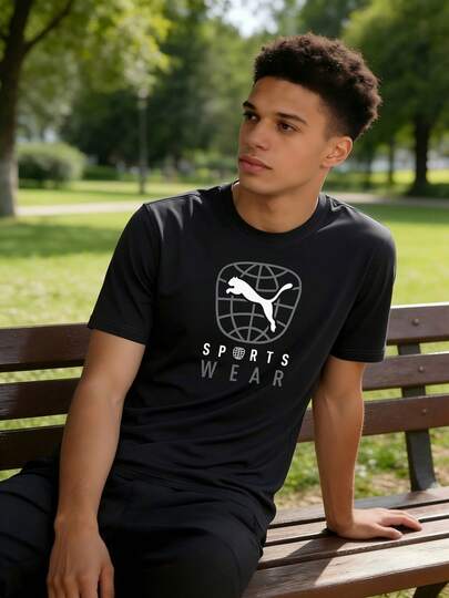 Puma 休闲运动短袖圆领宽松透气T恤