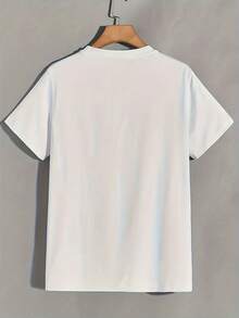 Clásico manga estilo de dibujos animados de impresión, camiseta casual de cuello redondo para hombres, 100% algodón, camiseta divertida, 180g, uso diario y regalo para amigos - Blanco - Ver 3
