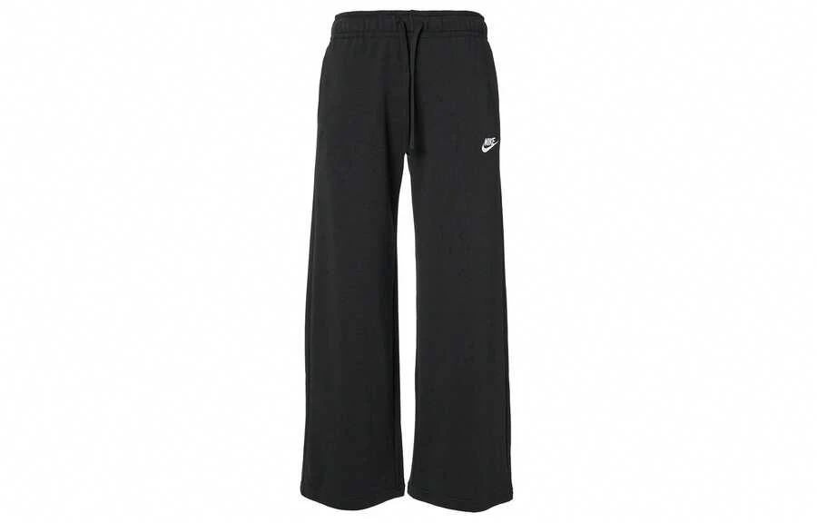 Quần dài ống rộng cạp trung bình, có dây rút, màu đen, in logo thương hiệu Nike Sportswear.