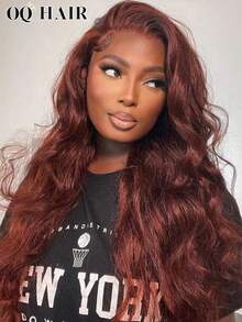 OQ Hair Body Wave Hair Reddish Brown Color 180% 16-28 Lnch Pre-Plucked 7x5 Transparent Lace Closure Wigs Wear And Go Glueless Wigs Natural Hairline Beginner Friendly Travel Festival Prom Outdoor Gifts For Women - S33 - View 4