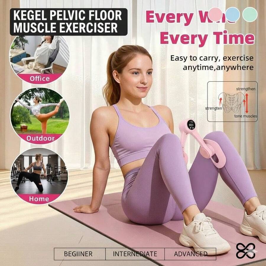Sleek Inner Thigh Trainer & Pelvic Floor Strengthening Device - Chic Home Workout Equipment For Modern Women. Transform Your Leg And Hip Routine With This Comfortable Non-Slip Exerciser. Ideal For Daily Toning, Postnatal Recovery, And Pelvic Health. A Stylish And Practical Addition To Your Home Fitness Collection For A Healthier, Stronger You (1PC) - 藕粉色 - 查看 1