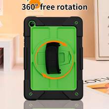 1pc Shockproof Tablet Case For Tab A9+ Plus 11 Inch 2023 (X210/X216/X218) With Rotating Stand And Hand Strap, Black; Tablet Case Compatible With Ipad (A16) 11th Gen 11 Inch 2025 / IPad 10th Gen 10.9 Inch 2022 With Pencil Slot, Hybrid Protective Cover With Pencil Slot; Compatible With Ipad 9th/8th/7th Gen And IPad 10.2 Inch 2019-2021 - Black & Green - Colorful Rose Red - View 5