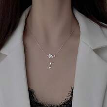 1pc S925 Silver Cherry Blossom Necklace, Sweet & Fresh Mori Style Design, Elegant Women Clavicle Chain, Girlfriend/Valentine's Day Gift