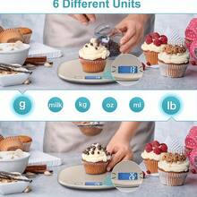 1pc High Precision Digital Kitchen Scale, Weighing Range From 2g To 15kg | Accuracy 0.07oz, Smart Unit Conversion: G/Oz/Lb, Rechargeable Via USB (Built-In Battery) + Dry Battery (No Battery), Non-Food Contact, Suitable For Holiday/Celebration Baking, Cooking And Coffee Making - Silver - View 8