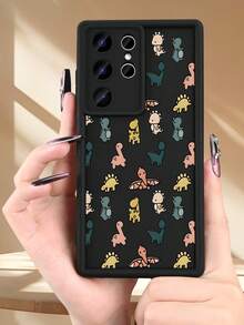 1pc Cute Dinosaur Pattern Phone Case Dopamine Aesthetic Kawaii Style For Birthday Graduation Gift Women Daily Use Compatible With Samsung Galaxy S26Ultra S26Plus S26 S25 S24FE S24 S23 S22 S21FE S21Ultra Plus Note20 Note20Ultra A13 A14 A15 A16 A17 A33 A34 A35 A36 A52 A53 A54 Case - 黑色 - 查看 2