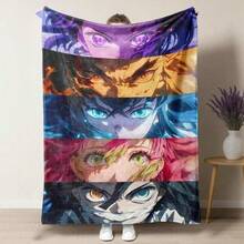 Anime D-Demon S-Slayer Theme Flannel Throw Blankets Soft Comfortable Creative Patterned Warm Companion All-Season Multifunctional Nap & Small Blanket Perfect Gifts For Friends Machine Washable Breathable Bed Blanket - 彩色 - 查看 7