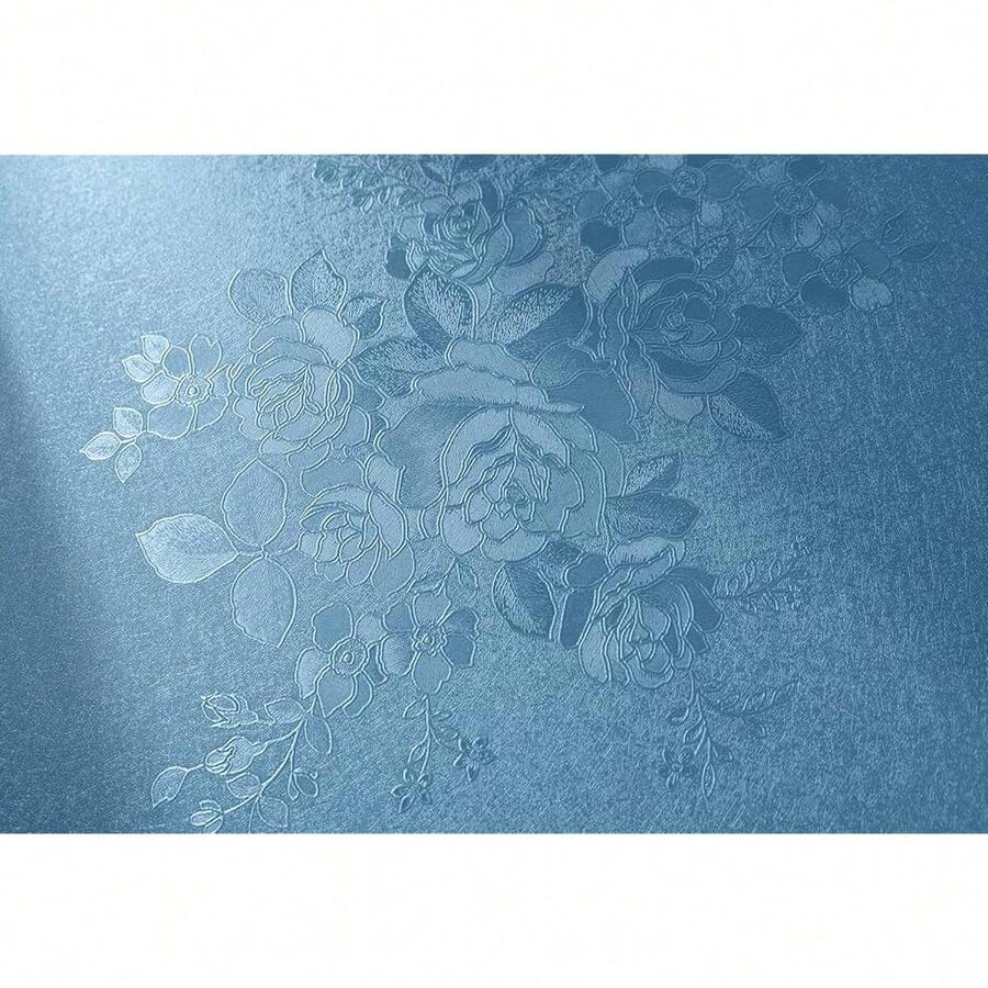 Blue Peel And Stick Wallpaper Floral Textured Wallpaper 17.7inch X 196.8inch Floral Embossed Contact Paper Grey Blue Se- Adhesive Decorative Wall Paper Removable Cabinets Shel F Liner Vinyl - 藍色的 - 查看 1