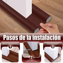 Burlete Para Parte Inferior De Puerta, Guardapolvo Cubre Puerta, Protector Y Guardapolvo Para Puerta, Diseño De Doble Borde, Para Aislar El Ruido Evita Insecto Polvo Y Impermeable Para Todo Tipo De Puertas Y Ventanas - Café integral - Ver 4