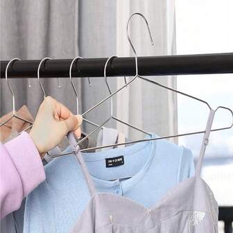 20/10 piezas Perchas de ropa de acero inoxidable sólidas y antideslizantes, estantes de secado multifunción secos y húmedos, estantes de almacenamiento de armario, superficie pulida que no daña la ropa, material de acero inoxidable que no se oxida, diseño acanalado antideslizante, material metálico duradero que no se deforma, adecuado para diversas prendas, decoración de habitaciones, decoración del hogar, esencial para dormitorios, esencial para el hogar