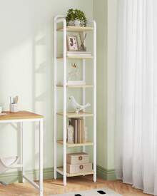 HaluPeit Shelf, Bookcase, Freestanding Shelf, Narrow Shelf With 6 Shelves, Narrow Office Shelf, Corner Shelf For Office, Living Room, Bedroom, Kitchen, 30 X 33 X 166 Cm - Golden Oak - View 1