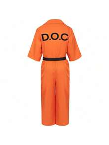 1 Set American Prison Uniform Jumpsuit, Orange Convict Costume For Halloween Cosplay - Orange - View 15