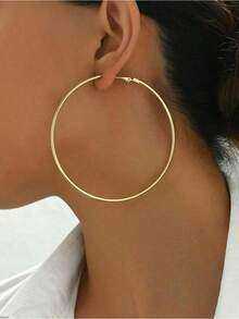 1Pair Minimalist Style Multiple Hoops Earrings, Daily Wear Women  Gold/Silver Plated Multi-Hoop Earrings For Women, Chic Layered Stackable Hoop Jewelry, Lightweight Hypoallergenic Stainless Steel Earrings, Perfect For Daily Wear Office Party Date, 2026 New Arrival, Ideal Birthday Valentine's Day Gift For Her, Suitable For All Seasons Outfit Matching - 金色 - 查看 5