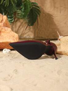 10.5厘米尖头可调节搭扣高跟鞋，性感镜面PU材质细高跟，适合日常、派对、情人节约会、舞会等场合，可搭配女鞋 - 酒紅色 - 查看 6