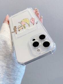 1pc Transparent Card Holder Swing Cradle Baby Pattern Painted Anti-Drop Phone Case Compatible With Apple XS/XS Max/XR/11/12/13/14/14 Plus/15/15 Plus/16/16 Plus/7/8 Plus/17/17 Pro And Other Models - Multicolor - View 3