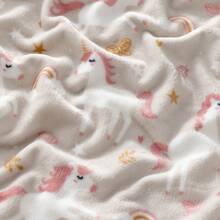 VelvetLoft Printed Flannel Blanket Soft Lightweight Cozy Throw With Cute Unicorn Pattern For Home Sofa Bed - Light Grey - View 2