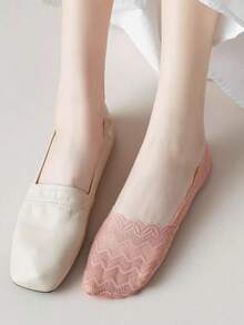 5双女士春夏薄蕾丝防滑、不褪色、吸汗无缝波纹袜 - 彩色 - 查看 4