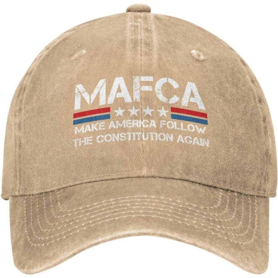 Mafca Make America Follow The Constitution Again Cap - Adjustable Trucker Hat With Constitutional Slogan, Lightweight Breathable Unisex Design For &, Political Statement Apparel, Outdoor Activities, Machine Washable - Natural - 查看 1