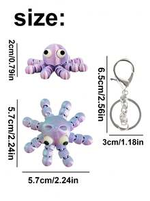 1/3/5pcs 3D Printed Ocean Animal Series Keychain, Creative Octopus Keyring Pendant Bag Charm Car Key Chain, Gift For Friends Birthday, Holiday, Daily - Multicolor - View 4