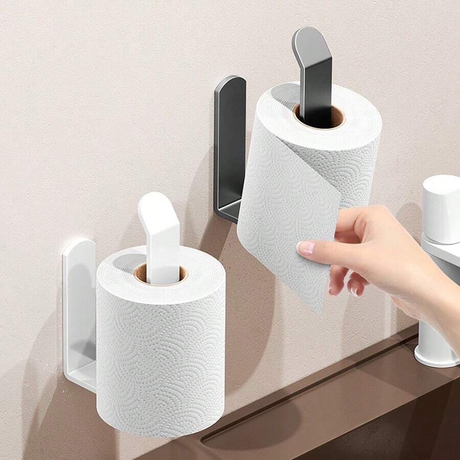 Heavy Duty Waterproof Toilet Paper Holder, Wall Mounted Bathroom Kitchen Paper Towel Rack, Strong Adhesive Non-Slip Toilet Paper Roll Storage Hanger - Multicolor - View 1