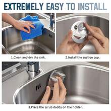 Stainless Steel Smiling Face Sponge Holder, Silver Sink Organizer Rack With Suction Cup, Suitable For Kitchen, RV, Apartment Kitchen Accessories Decor - Multicolor - View 2