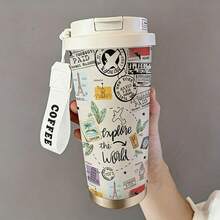 1PC530ml, Eight Different Styles Of Insulated Cups. Full Of Modernity, Personalization, And Cuteness. There Are Girls In Purple Dresses, Purple Butterflies, Flying Contours, Cats, Rabbits, Dogs, Cat People, And Pink Cloth Patterns. Many Different Styles, Suitable For Holidays And Personalization. Suitable For Outdoor Sports Carrying, Camping, Walking, Playing Ball, As Well As Home And Office Use. - Multicolor - View 18