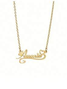 Customized Stainless Steel Heart-Shaped Nameplate Necklace, Personalized Bohemian Style Pendant Necklace, Best Valentine's Day Gift, Suitable For Daily Wear And Special Occasions - Multicolor - View 4