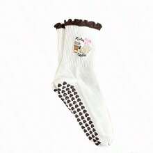 European Sizes 36-43,1Pair/Pilates Grip Socks For Women Yoga Grippy SocksCute Barre Non Skid Athletic Crew Sticky Sock Workout - 棕色 - 查看 5