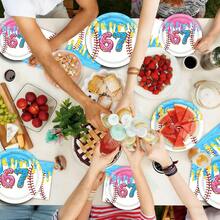 50 Peças Placas, Copos e Guardanapos Temáticos de Beisebol, Sorvete e Rosquinhas, Suprimentos para Festa, Decorações de Festa de Aniversário Temática de Beisebol, Pratos de Sobremesa Descartáveis de 7 Polegadas, Conjunto de Talheres de Papel, Presentes para Festas, Festas de Aniversário, Festas Esportivas, Eventos de Primavera, Suprimentos para Festas de Feriados - Multicolorido - Visão 8
