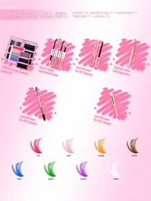 Caja de regalo RITALASH con 1185 piezas de pestañas postizas, 3 estilos, incluye adhesivo, pestañas suaves, rizado D, natural DIY, pestañas individuales, adecuado para principiantes, empaque a granel - Negro - Ver 6