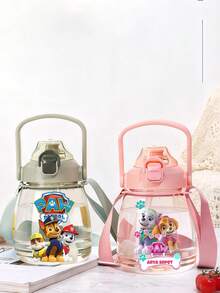 1pc Paw Patrol Cartoon Pattern Straw Water Bottle With Straw, Dopamine Color Series Portable Leak-Proof Silicone Straw Cup, Suitable For Outdoor Travel, Camping, Backpacking, Great Gift For Family, Friends, Students, Birthday, Thanksgiving, Christmas, Mother's Day, Graduation - Multicolor - View 1