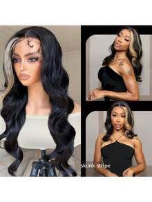 DZfirst 13x5x1 Synthetic Lace Front Wig , 26 Inch Blonde Ombre Wavy Lace Wig, Heat Resistant Cosplay Wig - Blonde Highlight - View 4