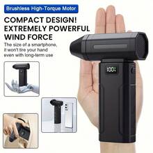便携式高速涡轮喷气风扇，手持迷你个人降温风扇，10万转/分无刷电机空气除尘器，超强劲电动吹风机，6档风速调节，可充电电池，无线喷气式吹风机，适用于清洁汽车座椅/除冰、电脑机箱/键盘、电子产品、家用沙发/窗缝，是户外露营/居家/车载使用的理想之选。 - 彩色 - 查看 8